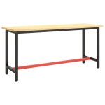 Vidaxl cadre de banc de travail noir et rouge mat 170x50x79 cm mtal