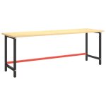 Vidaxl cadre de banc de travail noir et rouge mat 220x57x79 cm m�tal