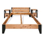 Vidaxl cadre de lit et 2 tables de chevet acacia acier 140 x 200 cm