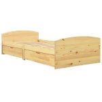 Vidaxl cadre de lit avec 2 tiroirs bois de pin massif 90x200 cm