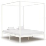 Vidaxl cadre de lit  baldaquin avec 2 tiroirs blanc pin 160x200 cm