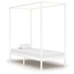 Vidaxl cadre de lit  baldaquin avec 2 tiroirs blanc pin 90x200 cm