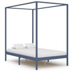 Vidaxl cadre de lit  baldaquin et 2 tiroirs gris pin massif 140x200cm