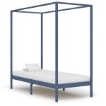 Vidaxl cadre de lit  baldaquin et 2 tiroirs gris pin massif 90x200 cm