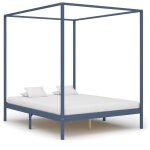 Vidaxl cadre de lit  baldaquin et 4 tiroirs gris pin massif 180x200cm