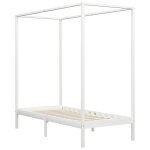 Vidaxl cadre de lit  baldaquin blanc bois de pin massif 100 x 200 cm