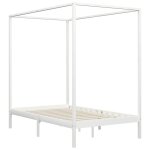 Vidaxl cadre de lit  baldaquin blanc bois de pin massif 120 x 200 cm