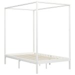 Vidaxl cadre de lit  baldaquin blanc bois de pin massif 140 x 200 cm