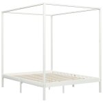 Vidaxl cadre de lit  baldaquin blanc bois de pin massif 160 x 200 cm
