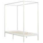 Vidaxl cadre de lit  baldaquin blanc bois de pin massif 90 x 200 cm