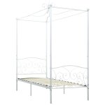 Vidaxl cadre de lit  baldaquin blanc mtal 100 x 200 cm