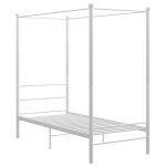 Vidaxl cadre de lit  baldaquin blanc mtal 100x200 cm