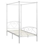 Vidaxl cadre de lit  baldaquin blanc mtal 120 x 200 cm