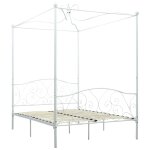 Vidaxl cadre de lit  baldaquin blanc mtal 140 x 200 cm