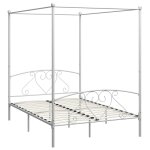 Vidaxl cadre de lit  baldaquin blanc mtal 160 x 200 cm