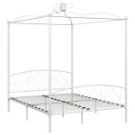Vidaxl cadre de lit  baldaquin blanc mtal 160 x 200 cm