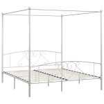 Vidaxl cadre de lit  baldaquin blanc mtal 180 x 200 cm
