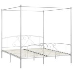 Vidaxl cadre de lit  baldaquin blanc mtal 200 x 200 cm