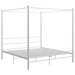 Vidaxl cadre de lit  baldaquin blanc mtal 200x200 cm