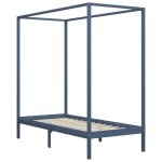 Vidaxl cadre de lit  baldaquin gris bois de pin massif 100 x 200 cm