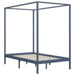 Vidaxl cadre de lit  baldaquin gris bois de pin massif 120 x 200 cm