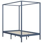 Vidaxl cadre de lit  baldaquin gris bois de pin massif 140 x 200 cm