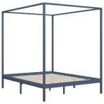 Vidaxl cadre de lit  baldaquin gris bois de pin massif 180 x 200 cm