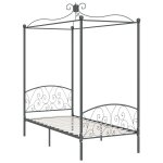 Vidaxl cadre de lit  baldaquin gris mtal 100 x 200 cm