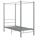Vidaxl cadre de lit  baldaquin gris mtal 100x200 cm