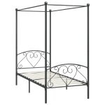 Vidaxl cadre de lit  baldaquin gris mtal 120 x 200 cm