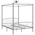 Vidaxl cadre de lit  baldaquin gris mtal 160 x 200 cm