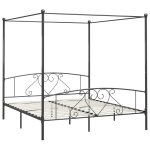 Vidaxl cadre de lit  baldaquin gris mtal 200 x 200 cm