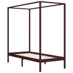 Vidaxl cadre de lit  baldaquin marron fonc pin massif 100 x 200 cm