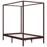 Vidaxl cadre de lit  baldaquin marron fonc pin massif 140 x 200 cm