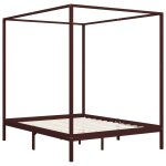 Vidaxl cadre de lit  baldaquin marron fonc pin massif 160 x 200 cm