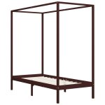 Vidaxl cadre de lit  baldaquin marron fonc pin massif 90 x 200 cm