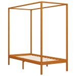 Vidaxl cadre de lit  baldaquin marron miel pin massif 100x200 cm