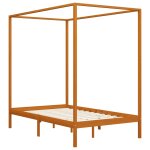 Vidaxl cadre de lit  baldaquin marron miel pin massif 140x200 cm