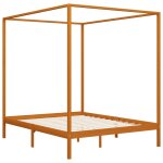 Vidaxl cadre de lit  baldaquin marron miel pin massif 160x200 cm