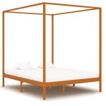Vidaxl cadre de lit  baldaquin marron miel pin massif 180x200 cm