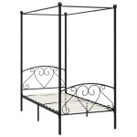 Vidaxl cadre de lit  baldaquin noir mtal 100 x 200 cm