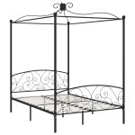 Vidaxl cadre de lit  baldaquin noir mtal 140 x 200 cm
