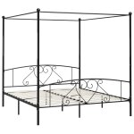 Vidaxl cadre de lit  baldaquin noir mtal 200 x 200 cm