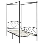 Vidaxl cadre de lit  baldaquin noir mtal 90 x 200 cm