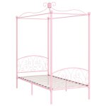 Vidaxl cadre de lit  baldaquin rose mtal 100 x 200 cm