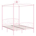 Vidaxl cadre de lit  baldaquin rose mtal 180 x 200 cm