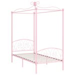 Vidaxl cadre de lit  baldaquin rose mtal 90 x 200 cm