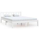 Vidaxl cadre de lit blanc bois de pin massif 140x200 cm