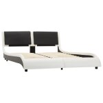 Vidaxl cadre de lit blanc et noir similicuir 120x190 cm