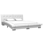 Vidaxl cadre de lit blanc similicuir 200 x 140 cm